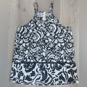 Guilty Floral Black and White Women's Top size medium